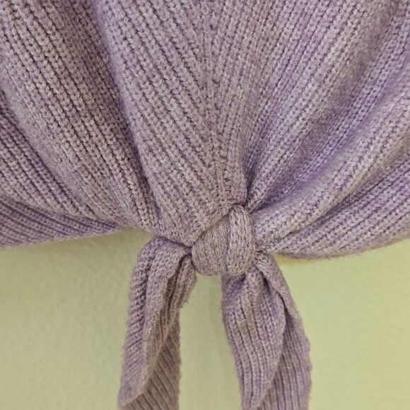 Sale! Anthropologie Moth Purple Tie Front V-Neck Sweater - Picture 3 of 10